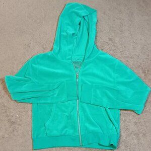 Art Class/Velour Zip Hoodie Jacket/Girls XL 14/Green Full Zip Cozy Y2K Streetwea